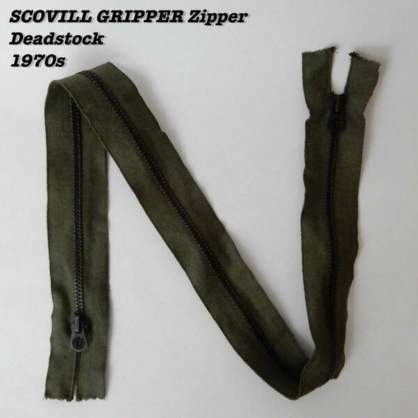 SCOVILL GRIPPER Zipper Double Tab 1970s OLIVE Deadstock Made in USA ⑤ Vintage スコービル グリッパージッパー 1970年代 ヴ