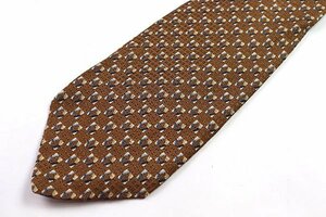  Valentino .. pattern Italy made men's necktie Brown tea [ used ][ superior article ]