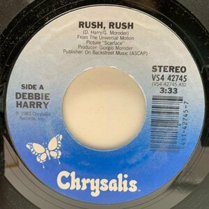 USオリジナル 7インチ DEBORAH HARRY Rush Rush / BETH ANDERSON Dance, Dance, Dance ('83 Chrysalis) 映画 スカーフェイス サントラ