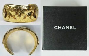 VINTAGE ヴィンテージ 94P CHANEL シャネル トリプル ココマーク マトラッセ バングル b5568