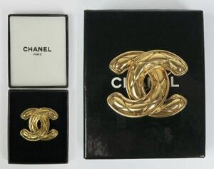  очень большой VINTAGE Vintage CHANEL Chanel teka matelasse здесь Mark брошь b5569