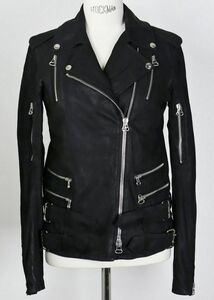 BALMAIN バルマン ゴートスキン レザー ライダース バイカー ジャケット 38 フランス製 b5758