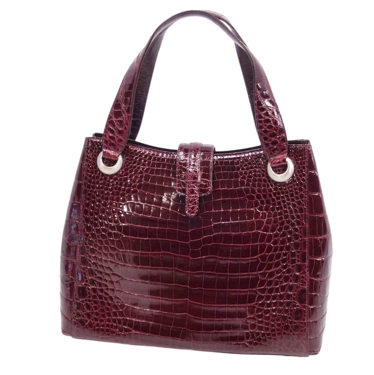 美品 JRA SANPO 三宝 シャイニー シャイニング加工 クロコダイルバッグ