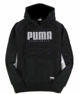 【PUMA / プーマ】裏フリース ロゴ刺繍 スウェット パーカー・メンズM相当・黒ブラック（未着用品）