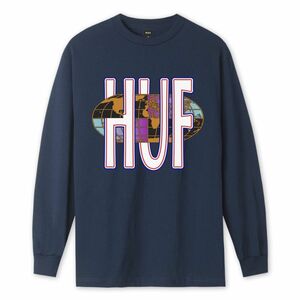 HUF Quake Usa L/S T-Shirt Navy Blazer L Tシャツ
