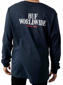 HUF Serif Stack L/S T-Shirt Dark Navy S Tシャツ