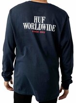 HUF Serif Stack L/S T-Shirt Dark Navy S Tシャツ_画像1
