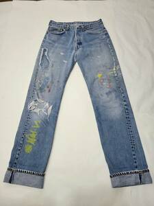 80s USA製 Levi's 501 w32 524 リペアカスタム ペイントカスタム リーバイス 80年代 アメリカ製 アメリカ古着 ビンテージジーンズ