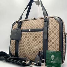 1円《新品同様・現行》GUCCI グッチ 2way ディアマンテ ビジネスバッグ ブリーフケース レザー 革 PVC 南京錠 A4 通勤 メンズ _画像1