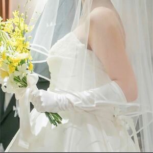 クリーニング済み美品結婚式ウェディングサテングローブ手袋