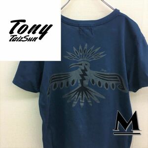 HZ7519★Tony taiz sun 背面ネイティブプリント ポケットＴシャツ★M★ネイビー トニータイズサン