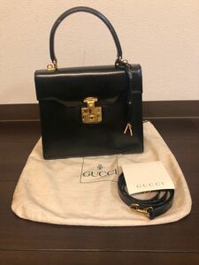 GUCCI オールドグッチ レディロック カーフレザー 2way ハンドバッグ