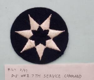 実物 WW2 US ARMY 7TH SERVICE CMD PATCH 第7 サービス コマンドパッチ フエルトに刺繍