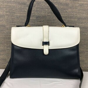 正規品保証　BOTTEGA VENETA/ボッテガヴェネタ　ハンドバッグ/肩掛け　白×紺　ストラップ付　管NO.メB3-30