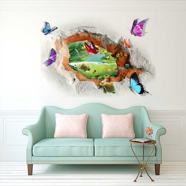 (NO.474）DIY剥がせる壁飾り綺麗なウォールステッカー　風景　蝶々