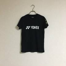 YONEX ヨネックス ロゴ刺繍 ドライ Tシャツ レディース Mサイズ バックプリント 黒 ブラック 半袖 テニス バドミントン 卓球_画像2