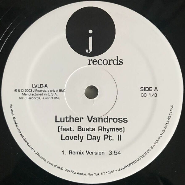 Luther Vandross Feat. Busta Rhymes - Lovely Day (USオリジナル/プロモオンリー/Promo/Bill Withersカバー)