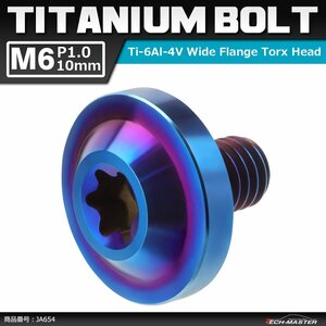 M6×10mm P1.0 64チタン合金 トルクス穴 フランジ付き ボタンボルト 焼きチタンカラー ダークカラー 1個 JA654