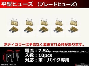 7.5A 平型ヒューズ 10個入り ブレードヒューズ 車用 IZ124