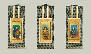 京仏壇いせむら 掛軸３枚セット (５０代 曹洞宗) 紺表装 新品