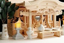 神棚 一社 セット 一社 ■ 大型 新品 美彫り ■ 昇龍大社/入母屋 神棚セット ■ 高級ひのき製 ■ LED灯籠 神具セット ■_画像4