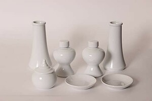 Moa Feteli（モアフェティ） 神具セット 高級神具７点セット■国産 陶器■サイズ (特大 新品 （榊立て 5寸）)