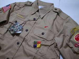  ultra rare * rare *A BATHING APE Ape * long sleeve ska uto shirt military shirt * embroidery badge attaching * beige *M*BAPE
