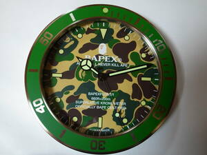 激レア・初期・完品★A BATHING APE エイプ★BAPEX wall clock 掛け時計★グリーン 猿カモ★BAPE