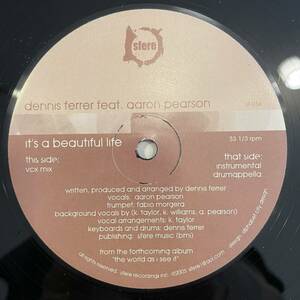 【12inch レコード】Dennis Ferrer Feat. Aaron Pearson 「It's A Beautiful Life」