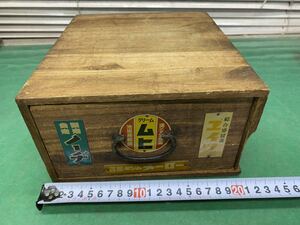 (700)昭和レトロ 木製 薬箱 宣伝広告看板ブリキプレート4枚　小物入れ