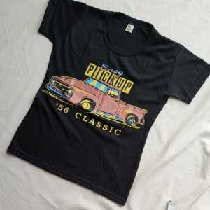 【美品】 HOT BASIC ★ Tシャツ クラッシックカー 自動車 車 プリント 半袖 黒 ブラック ピックアップ トラック 可愛い