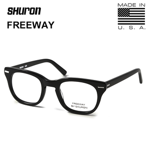 【46-20-5 3/4】シュロン SHURON アメリカ製 メガネフレーム ブラック×デモレンズ FREEWAY メガネ 伊達眼鏡 フルリム ウェリントン 男性