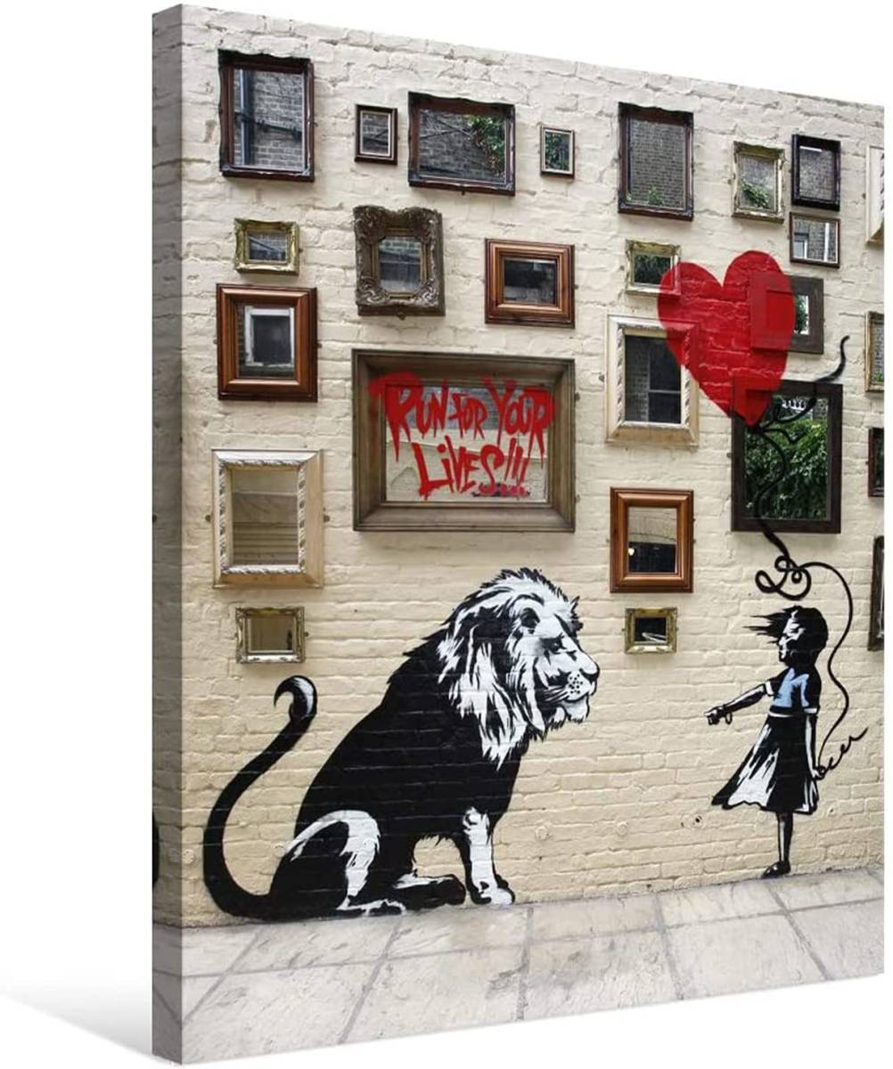 [Reproduction] nouveau panneau d'art affiche d'art Banksy toile peinture Art moderne tenture murale peinture intérieure toile coeur Lion, Ouvrages d'art, Peinture, autres