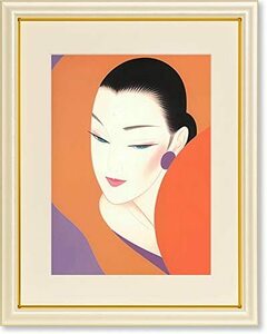 Art hand Auction [复制品] 新作 鹤田一郎 现代艺术 美人画 (女人肖像) 有框壁挂画 室内装饰艺术海报艺术画框 45x56.5cm, 艺术品, 绘画, 其他的