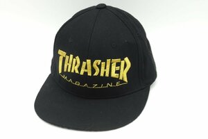 ■【YS-1】 スラッシャー THRASHER ■ キャップ 帽子 ツバ裏 豹柄 ■ 状態良好 ■ サイズ F 黒系 ■ 綿100% ■【同梱可能商品】■A