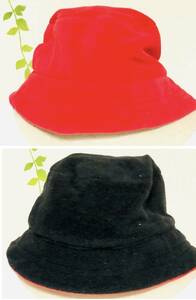 レッド＆ブラック　リバーシブルハット　帽子　温かい素材