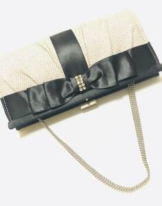  tag equipped L'EST ROSE ( L'Est Rose ) clutch back & handbag la instrument - Stone equipment ornament black ribbon design 2way