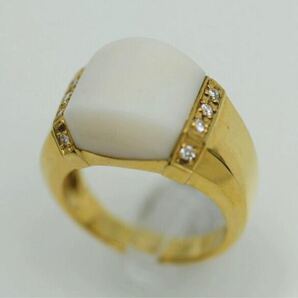 K18 白サンゴ ダイヤ リング