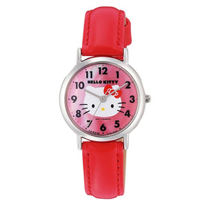  Citizen wristwatch Hello Kitty waterproof leather belt made in Japan 0017N002 red 4966006059830/ free shipping mail service Point ..