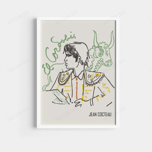 G1128 ジャン・コクトー Jean Cocteau キャンバスアートポスター 50×70cm インテリア アート 雑貨 海外製 枠なし 