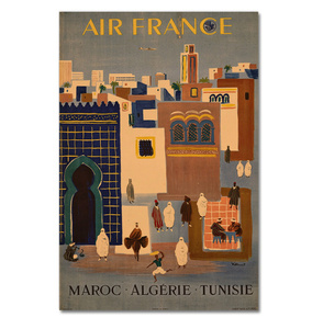 G1981 ヨーロッパ エールフランス Air France 旅行 トラベル ヴィンテージ キャンバスアートポスター 50×75cm イラスト 海外製 枠なし E