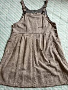 (a2) サロペットミニスカート ジャンパースカート 麻綿混合で敏感肌に優しい M～Lサイズ