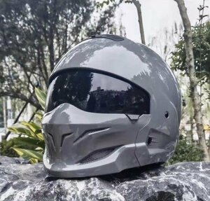 LHK2378★セメントグレーフルフェイス スコーピオンヘルメットレトロ ◆ ジェットヘルメット