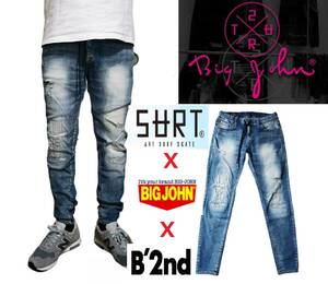  beautiful goods SURT X Big John X B'2nd stretch Easy slim tapered Denim pants Ron Herman handling .