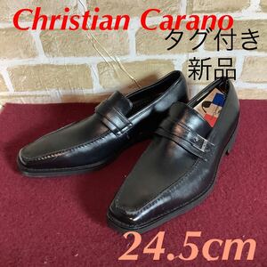 【売り切り!送料無料!】A-235 Christian Carano!ビジネスシューズ!黒!24.5cm!天然皮革!ローファー !レザーシューズ!日本製!タグ付き新品!