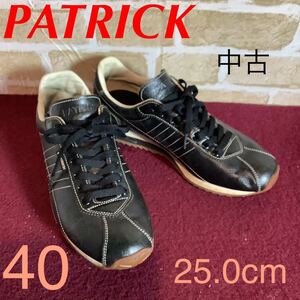 [ selling out! free shipping!]A-240 PATRICK! sneakers! black!40 25.0cm! walking! usually put on footwear! Patrick! black! Stitch equipped! used!
