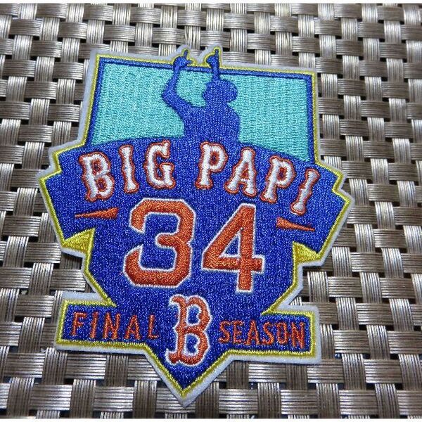 34空青橙■新品MLB レッドソックスBoston Red Sox デビッド・オルティーズ Big Papi #34 Final Season野球 ベースボール 刺繍ワッペン