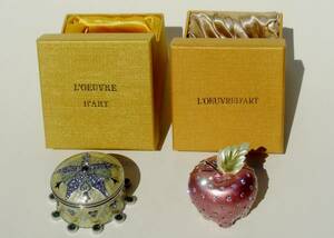 L'OEUVRE D'ART Mini case 2 piece set # beads flower & Apple #pyu-ta-* crystal beads # jewelry BOX* pill case * case 