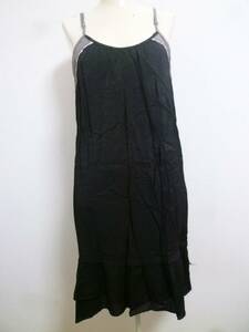 And A/ And A * black × gray lame hem frill bai color Cami One-piece 38/ black knees height *1016