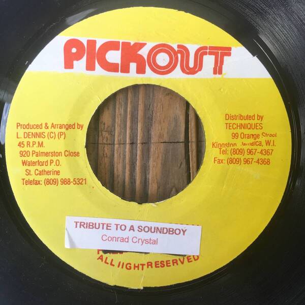 ★送料込み！1987！MAURICE WHITE ”I NEED YOU” 替歌でSound Killa！【Conrad Crystal - Tribute To A Sound Boy】7inch Pickout JA